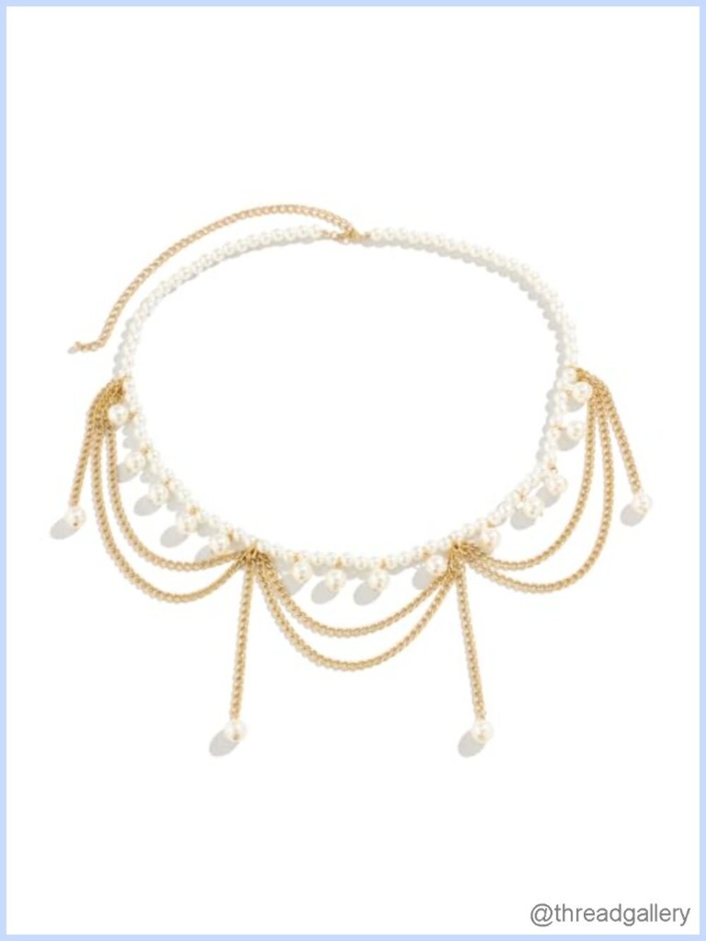 Women Faux Pearl Gold Plated Waist Chain Tassel Belly Belt Body Jewelry